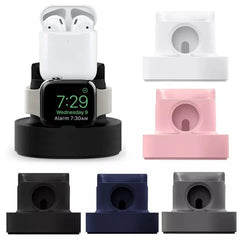 New Upgraded 2-in-1 Silicone Stand for Apple Watch iphone for Airpods Charging Base for iwatch Night Dock for IPhone14 15Pro Max
