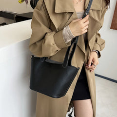 2-Piece PU Leather Tote & Crossbody Bag Set for Women