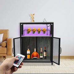 RGB Wine Bar Cabinet FreeStanding Liquor Storage Cabinet Alcohol Display Cabinet with Glass Holder & Outlet Kitchen & Dining Furniture