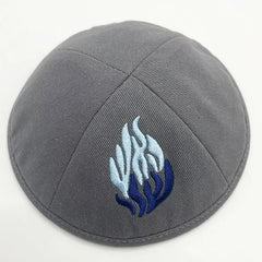1pc Judaical Kippah with Embroidery Of Fire for Men Yamaka Hat Black White 18cm
