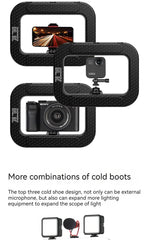 Rechargeable Handheld Ring Light with Adjustable Tripod Stand & Phone Holder. 3 Color Modes (Warm/Cool/Natural) & 10 Brightness