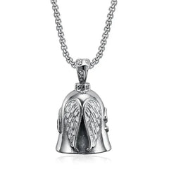 Vintage Christian Jesus Cross Bell Pendant Motorcycle Bell Necklace Punk Biker Religious Exorcist Lucky Jewelry for Men's