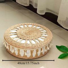 Nordic Round Woven Ottoman Small Mobile Footrest Stool