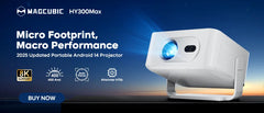 Magcubic L018 360° Projector 650ANSI 8K Android 14 Native 1080P with Auto Keystone Focus Wifi6 BT5.4 Portable Outdoor