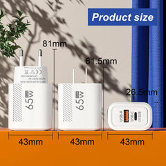 PD 65W GaN Charger USB C Fast Chargering Adapter For Samsung S23 S22 iPhone 15 14 Xiaomi Huawei LG Quick Charge 3.0 USB Charger