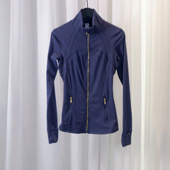 LULU FLORA Gold zipper sports jacket, suitable for yoga and running suitable for all seasons, quick-drying and breathable fabric