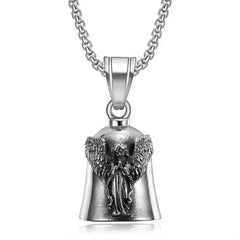 Vintage Christian Jesus Cross Bell Pendant Motorcycle Bell Necklace Punk Biker Religious Exorcist Lucky Jewelry for Men's