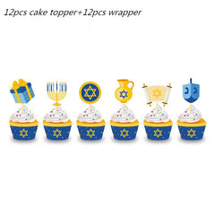 Jewish Hanukkah Balloon Banner Supplies Chanukah Disposable Tableware Cup Plate Napkins Happy Chanukah Festival Party Decoration