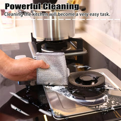 20-5pcs Thickened Steel Wire Cleaning Cloth Non-Scratch Double-layer Iron Microfiber Mesh Dishrag Washing Pot Rags Kitchen Towel