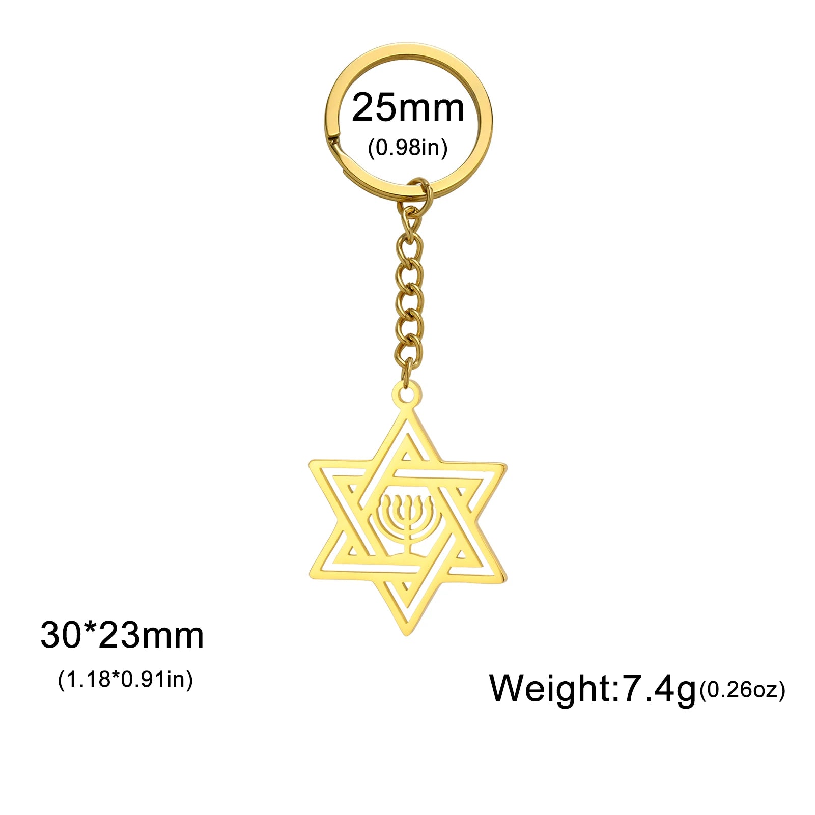 Lucktune Star Of David Hanukkah Menorah Keychain Stainless Steel Hexagram Candlestic Jewish Keyring Women Amulets Jewelry Gifts
