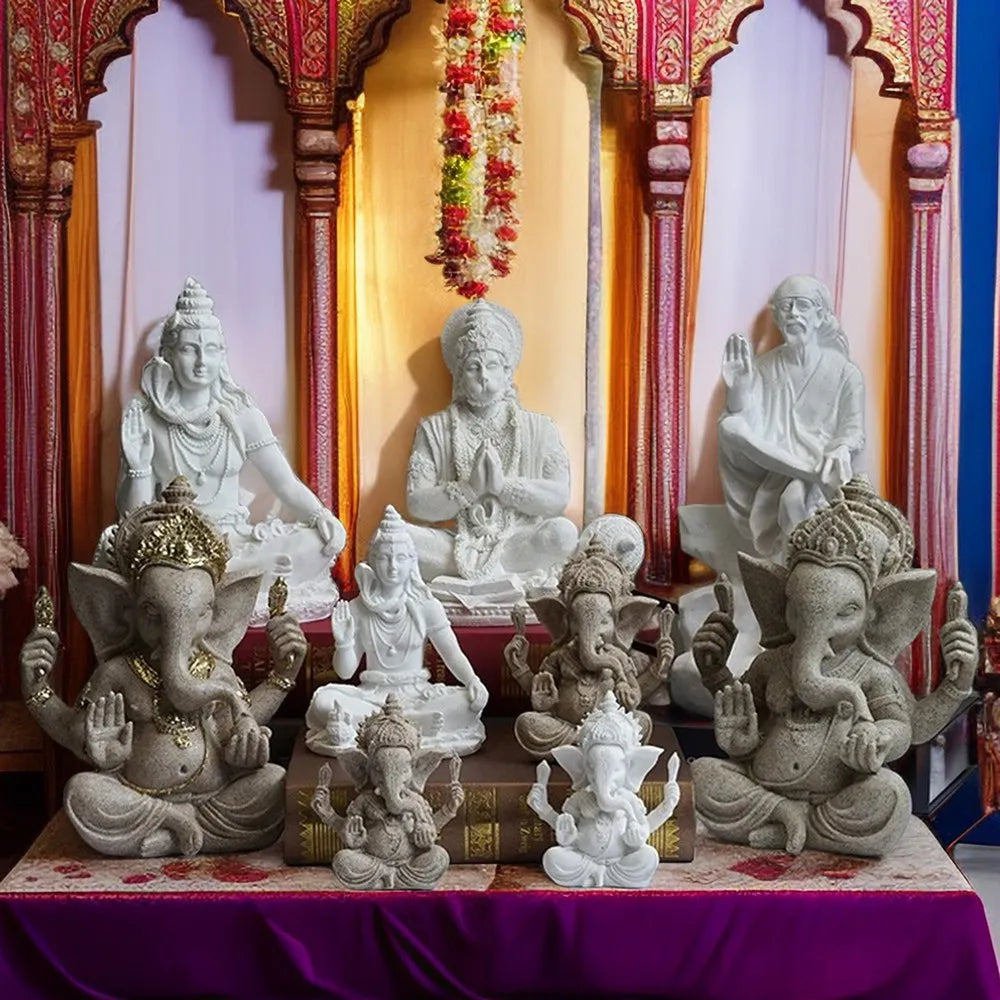 Vilead Resin Indian Ganesha Shiva God Statue Sai Baba Shirdi Sculpture Lord Hanuman Hindu Buddha Religious Fengshui Home Decor