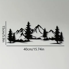 Charming Handmade Rustic Metallic Forest & Mountain Wall Art with Evergreen Tree Design for Kids Room Farmhouse Christmas Gift