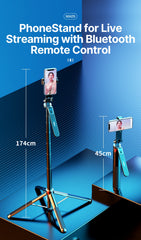 Ulanzi MA09 1.74m Selfie Stick Tripod for iPhone 17 15 Android Phone w Remote Control Panoramic Ball Head Holder U200 VL49 Kit
