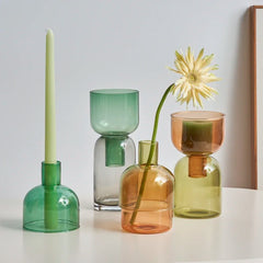 Candle Holder for Pillar Candles Stand Home Decor Colorful Glass Decorative Bottle Jar Storage Bowl