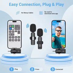 Basix Mini Wireless Lavalier Microphone Noise Cancelling for iPhone Android Cameras - Portable Wireless Mic for Live Interviews