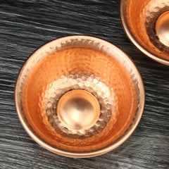 Nepalese Handmade Copper Water Offering Bowl - Buddhist Altar Ritual Tool with Hammered Texture -Crystal Serving Tray Bowl