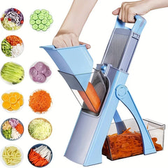 Safe Adjustable Vegetable Slicer - 4 Modes (Dicer, Julienne) Kitchen Chopping Tool (SkyBlue)