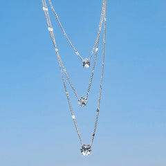 Trendy Zircon Pendant Necklace Multilayer Chain Choker Fashion Female Party Shiny Jewelry Gift