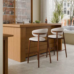Light Luxury Modern Bar Stools with Curved Backrests, Upholstered Seats, Perfect for Kitchen Island, Family Bar and Cafe Kitchen & Dining Furniture