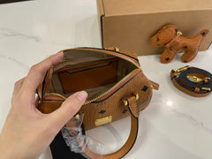 Genuine Leather Boston Aren Mini Pillow Tote Bag for Women