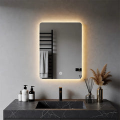 45x60cm Bathroom Wall Mirror Bathroom Mirror With Lighting Mirror With LED Light Touch switch And 3 Colors Dimmable Hardwired