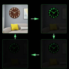 12 Inch Luminous Wall Clock Wood Silent light in dark night Nordic Fashion Wall Clock Non Ticking Clock With Night Light Home Decor