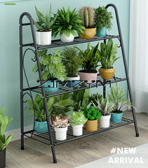 3-Tier Iron Plant Stand – Indoor Balcony Flower Pot Rack Home Decor