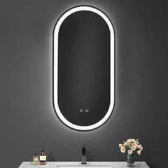 Voltsify Modern Oval LED Wall Mirror Art Metal Framed, Anti-fog Film, Sensor Switch, Three Color Temperatures Home Decor
