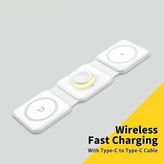 3 in 1 Magnetic Wireless Charger Pad for iPhone 16 15 14 13 Pro Max Apple Watch 9 8 AirPods Chargers Fast Charging Dock Station