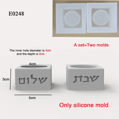 Silicone Mold For Shabbat Candle Holders Set,Handmade Concrete  Jewish Tealight Holders | Shabbat Candlesticks Gift Molds