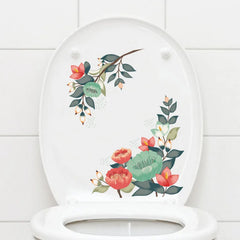 Green Plant Leaves Bathroom Toilet Sticker WC Closestool Wall Sticker Self Adhesive Mural Beautify Flower Home Decor Decals