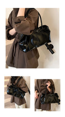 Large Capacity Oil PU Leather Shoulder & Tote Bag for Women