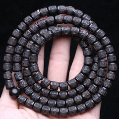 Natural Ebony Tibetan Prayer Turning Wheel Six-Character 8Mm 108 Beads Mara Necklace Rosary Beads