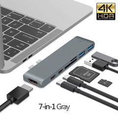USB 3.1 Type-C Hub to HDMI Adapter 4K Thunderbolt 3 USB C Hub 3.0 TF SD Reader Slot PD For MacBook Air Pro M3 M2 M1 Chip