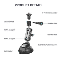 for Insta360 X4 X3 X2, Dashboard Quick-release Holder for Pocket 3 GoPro 12 11 10 9 8 Action 4 3 Powerful Suction Cup Car Mount