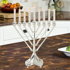 Vintage Hanukkah Menorah with 9 Arms Jerusalem Temple Candle Holder Sturdy for Prayer Festive Celebration Chanukah Decoration