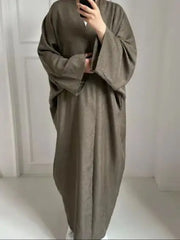Similar Cotton Linen Batwing Kimono Abaya Dubai Islam Muslim Dress For Women Kebaya Kaftan Robe Musulmane Caftan Marocain Femme