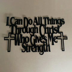 One Piece Metal Wall Art Bible Verse 'I Can Do All Things Through Christ Who Strengthens Me' Wall & Home Decor