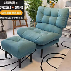 Armless Lazy Chair with Ottoman Recliner Single Corner Sofa Chair Upholstered Comfy Lounge Leisure Reading Accent Chair for Living Room Furniture