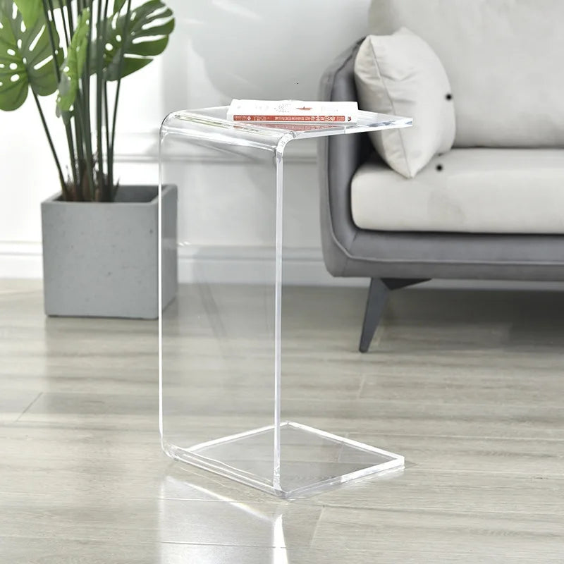 C-type Acrylic Sofa Tables Clear Side Coffee Table Living Room Bay Window Computer Table Bedroom Corner Stand Balcony Storage Living Room Furniture