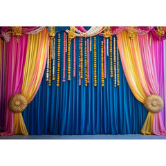 Happy Diwali Photography Backdrop Marigold Flower Curtain Puja Ganpati Pooja Traditional Wedding Birthday Party Photo Background