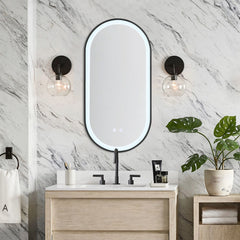 Voltsify Modern Oval LED Wall Mirror Art Metal Framed, Anti-fog Film, Sensor Switch, Three Color Temperatures Home Decor