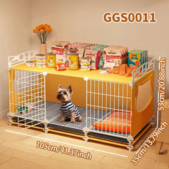 Dog Cage with Tray for Small Dogs Like Pomeranian, Teddy, Bichon, Pet Kennel for Autumn and Winter, Warm Dog Bed for Small Dogs with Separate Toilet Pet Shop