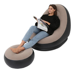 Inflatable Lazy Sofa Chair PVC Flocking Foldable Corner Sofa With  Lunch Lounge Chair Set Living Room Furniture