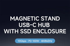 Hagibis Magnetic Stand USB C Hub With 2230 SSD Enclosure Type-C Hub SD/TF 4.0 4K@60Hz HDMI Gigabit Ethernet for iPhone 17 Pro 16