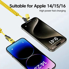4 in 1 PD 27W 65W Fast Charging Spring Cable USB Type C To Type C And Lightning Data Cable Wire For iPhone 15 16 Samsung Xiaomi