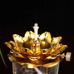 Golden Oil Lamp For Buddhist With Glass Windproof Cover Religious Items Home Alter Prayer Buddha Decoration