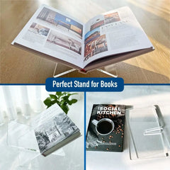 Transparency Acrylic Book Stand Large Size Ergonomic Open Display Stand Minimalist Geometric Design Recipe Holder Bible Stand