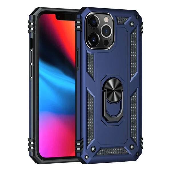 Shockproof Armor Bumper Case For iPhone 15 16 14 13 12 11 Pro MAX Plus XR XS Max X 7 8 Finger Holder Magnetic Metal Ring Cover