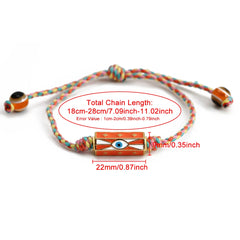 Lucky Eye Adjustable Colorful Braided Rope Bracelet Turkish Evil Eye Bead Copper Zircon Charm Bracelet for Women Men Jewelry